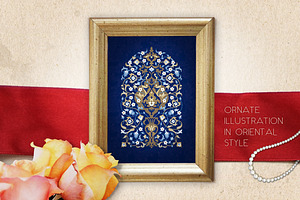 1.Kit Of Eastern Decor. Blue Flowers