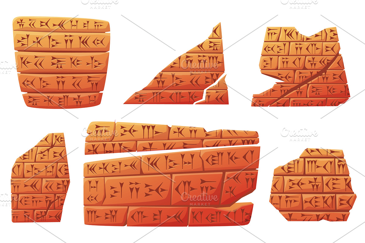 Ancient cuneiform. Sumerian writing, an Illustration by LadadikArt