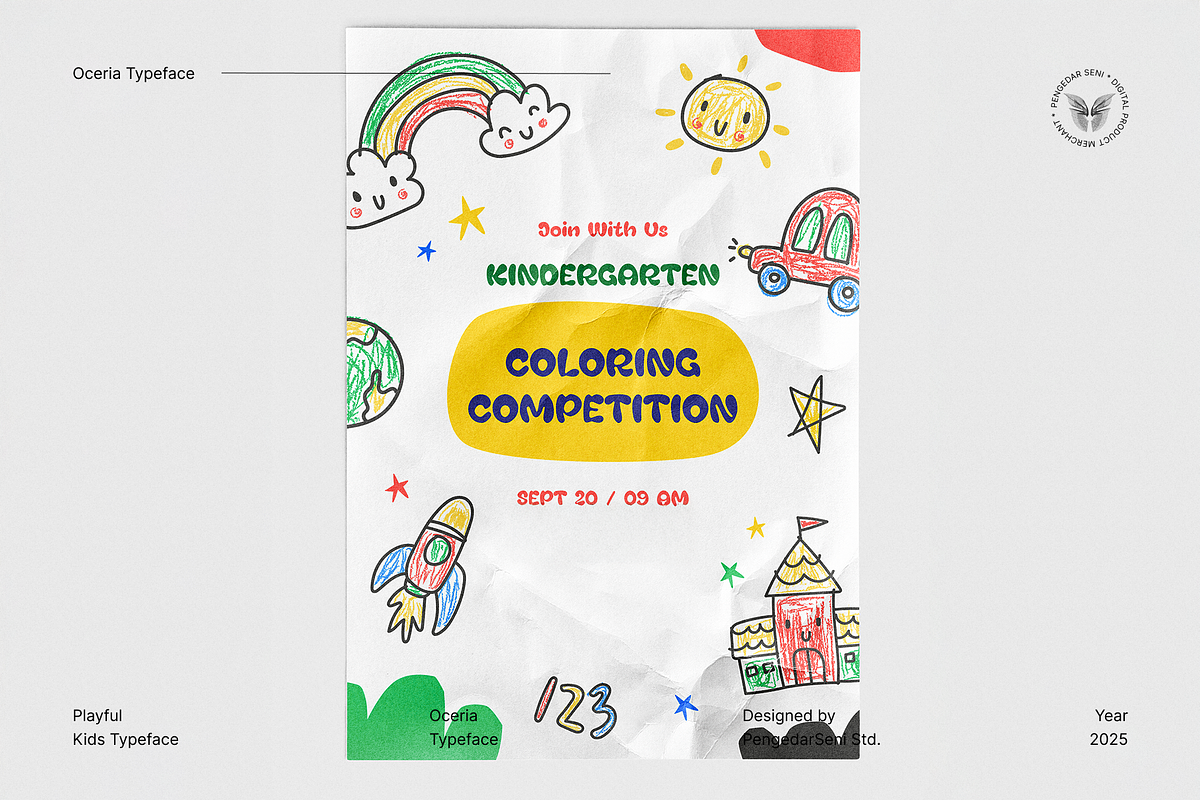 Oceria – Playful Kids Typeface, a Sans Serif Font by Pengedar Seni (Photo 5 of 8)