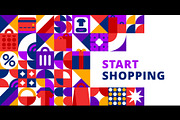 Shopping geometric banner, a Decorative Illustration by Buch&Bee (Thumbnail 1 of 3)