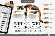 Wet Watercolor Procreate Brushes, a Brush Add-On by Julia Dreams (Thumbnail 1 of 7)