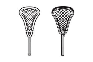 Lacrosse Stick Vector Icon Set