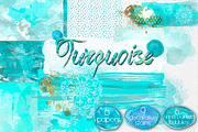 Watercolor Turquoise Elements, an Illustration by Li Zamperini (Thumbnail 1 of 2)