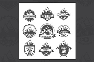 Set of vintage outdoor labels