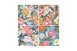 Vintage Peony Seamless Patterns