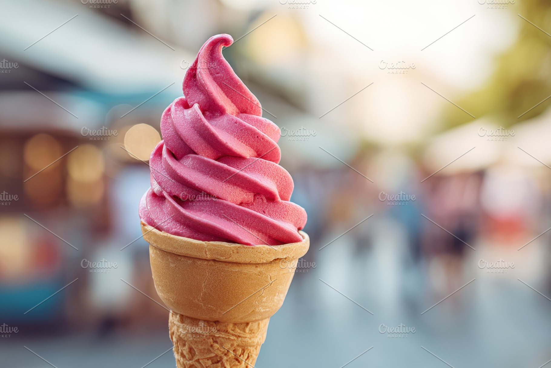 Pink soft-serve in waffle cone, a Food & Drink Photo by AlyaAnd