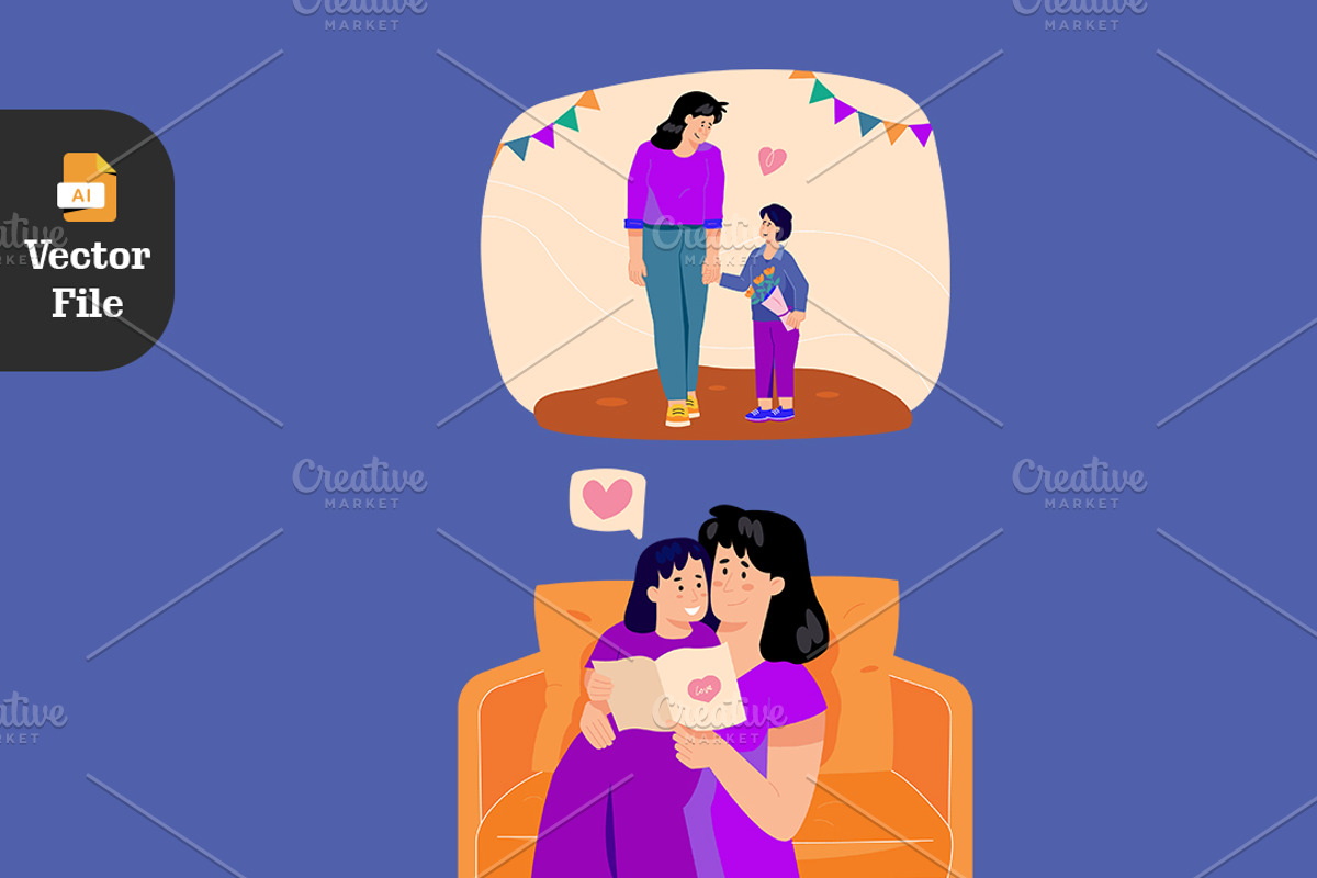 Mother’s Day 10 Vector Illustration, a Seasonal Illustration by Peacock_design (Photo 5 of 5)