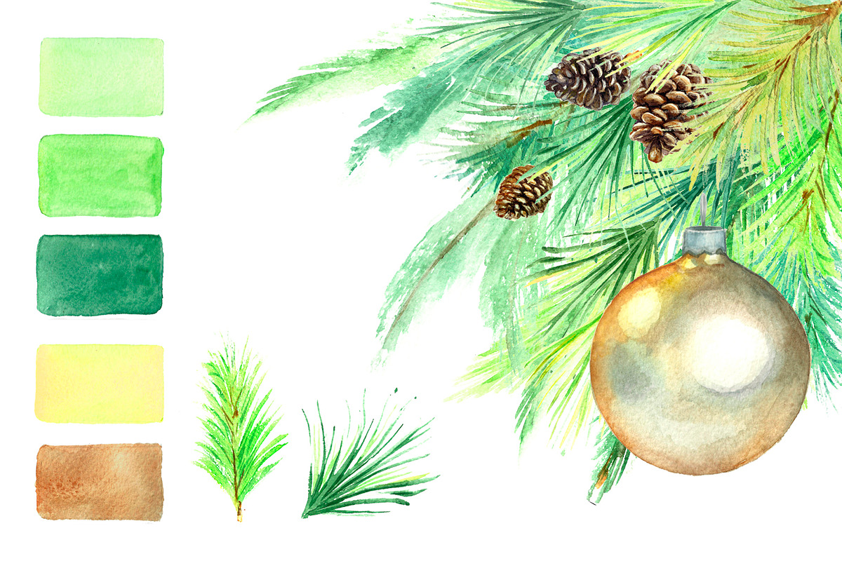 Christmas watercolor set, an Illustration by Art Watercolor (Photo 3 of 7)