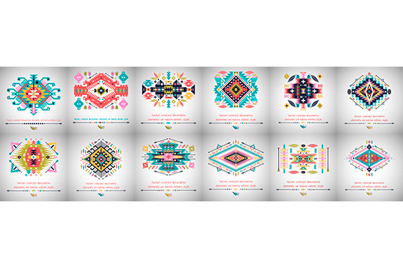 Decorative set in tribal style preview 6