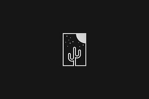 Cactus minimal logo design vector