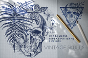 VINTAGE SKULLS, a Pattern Graphic by LanaDzi (Thumbnail 1 of 8)