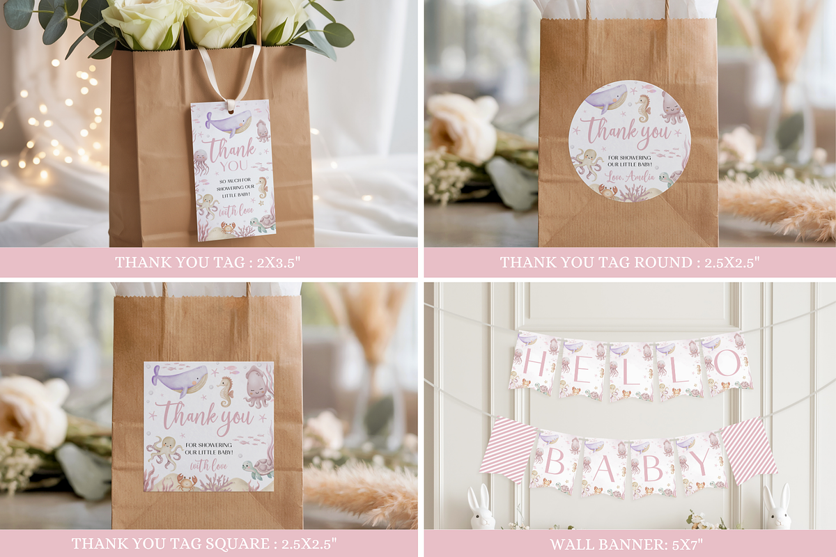 Sea You Soon Baby Shower Bundle, a Stationery Template by Digital_Mind (Photo 4 of 9)