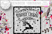 Vintage Reindeer Crossing Vector, an Illustration by SparkalDesigns (Thumbnail 2 of 2)