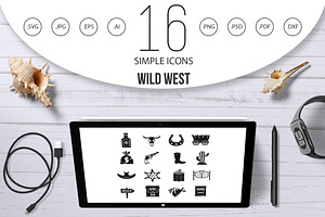 Wild West Icons Set Design Logo