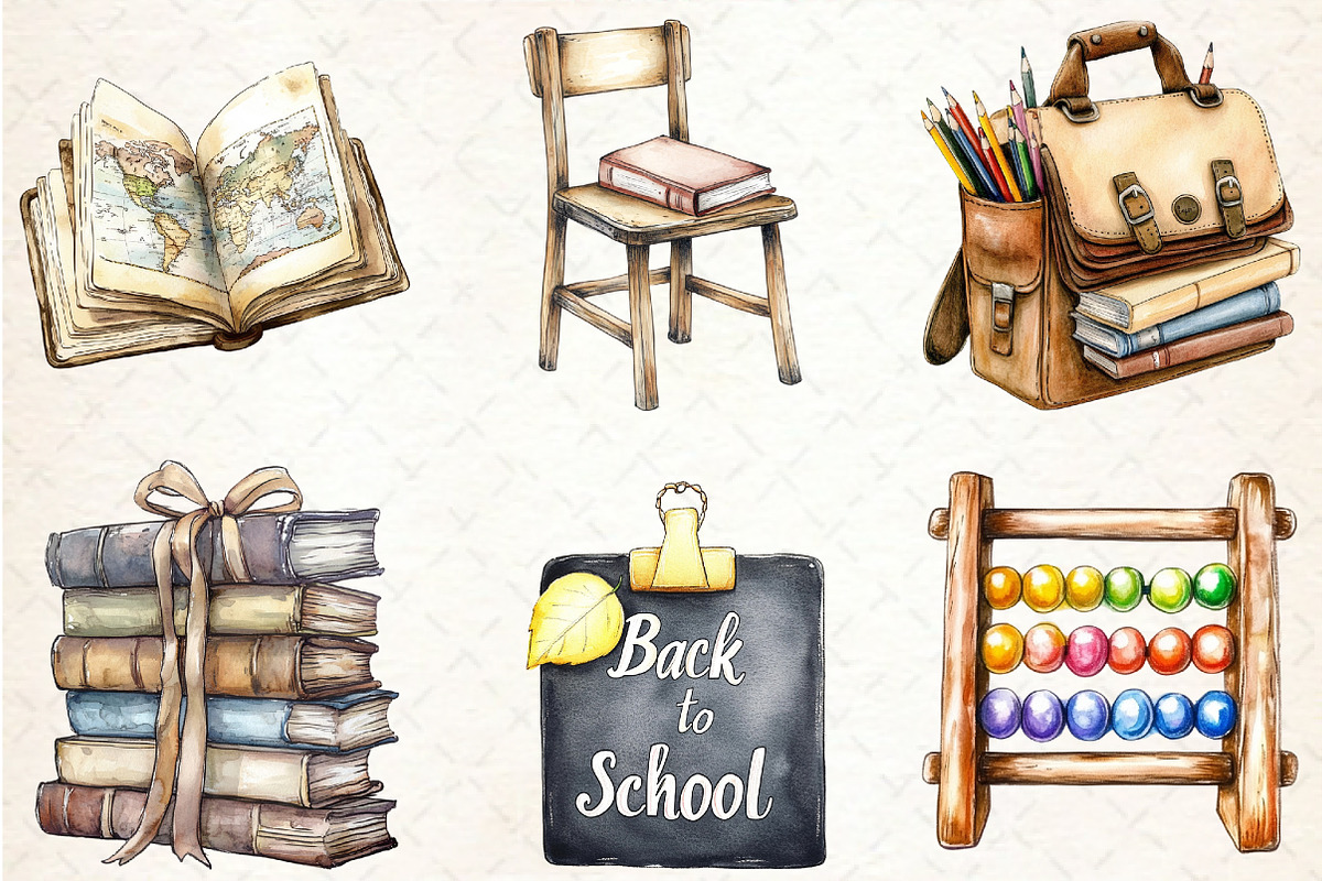 Vintage Back to School Clipart, an Illustration by Rose Art (Photo 4 of 4)
