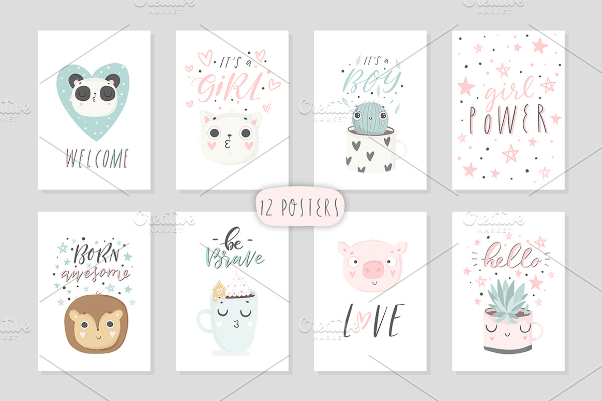 Cute Kids Set, an Animal Illustration by Artnis (Photo 4 of 11)