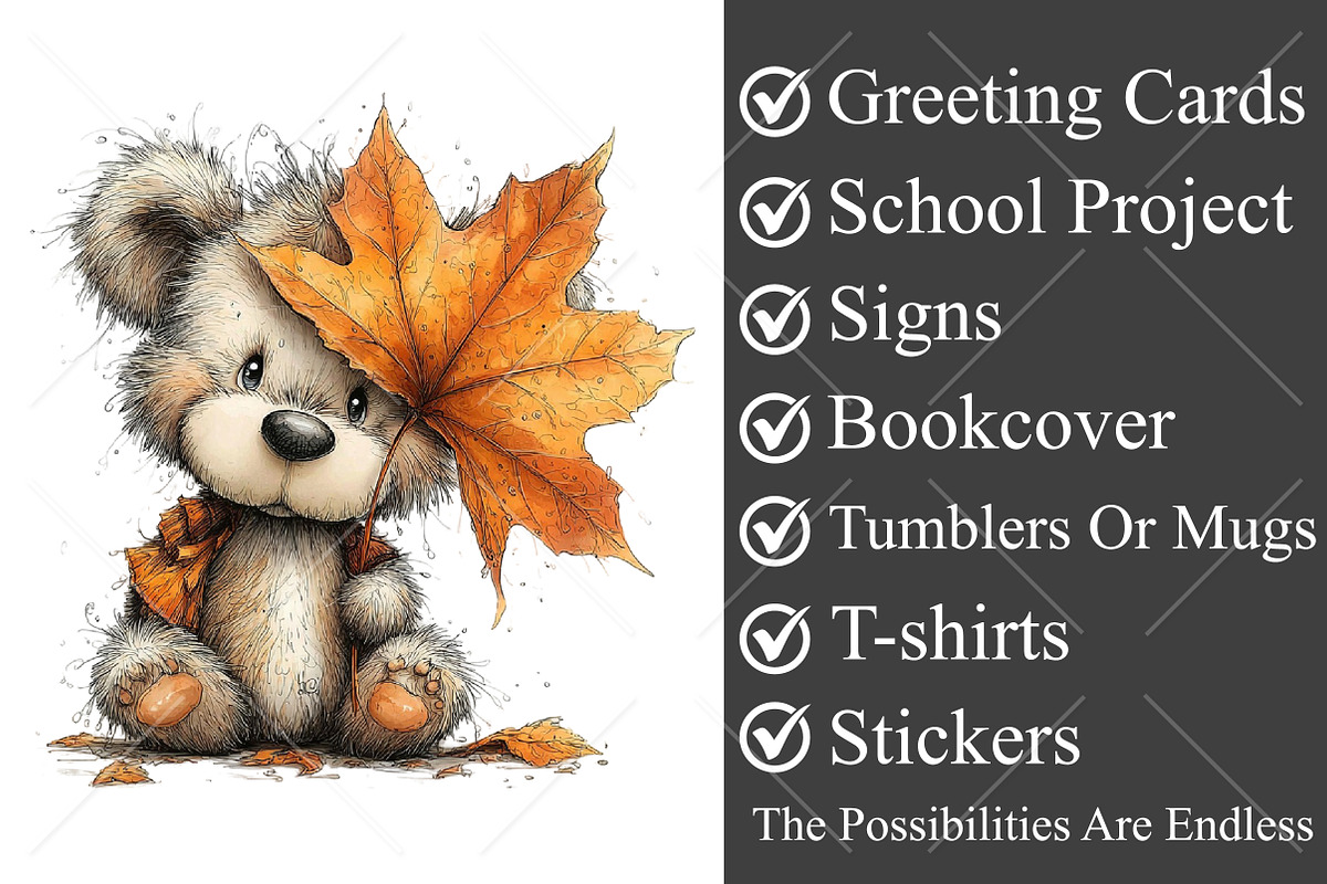 Whimsical Autumn Animals Clipart, a Seasonal Illustration by Canvas Craft (Photo 3 of 10)