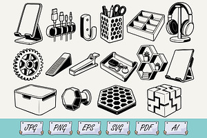 3D Printed Products Doodle SVG