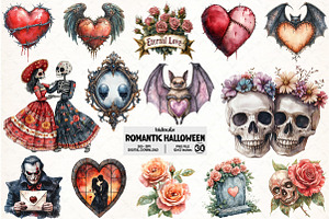 Romantic Halloween Bundle, an Illustration by Pixels.Craft