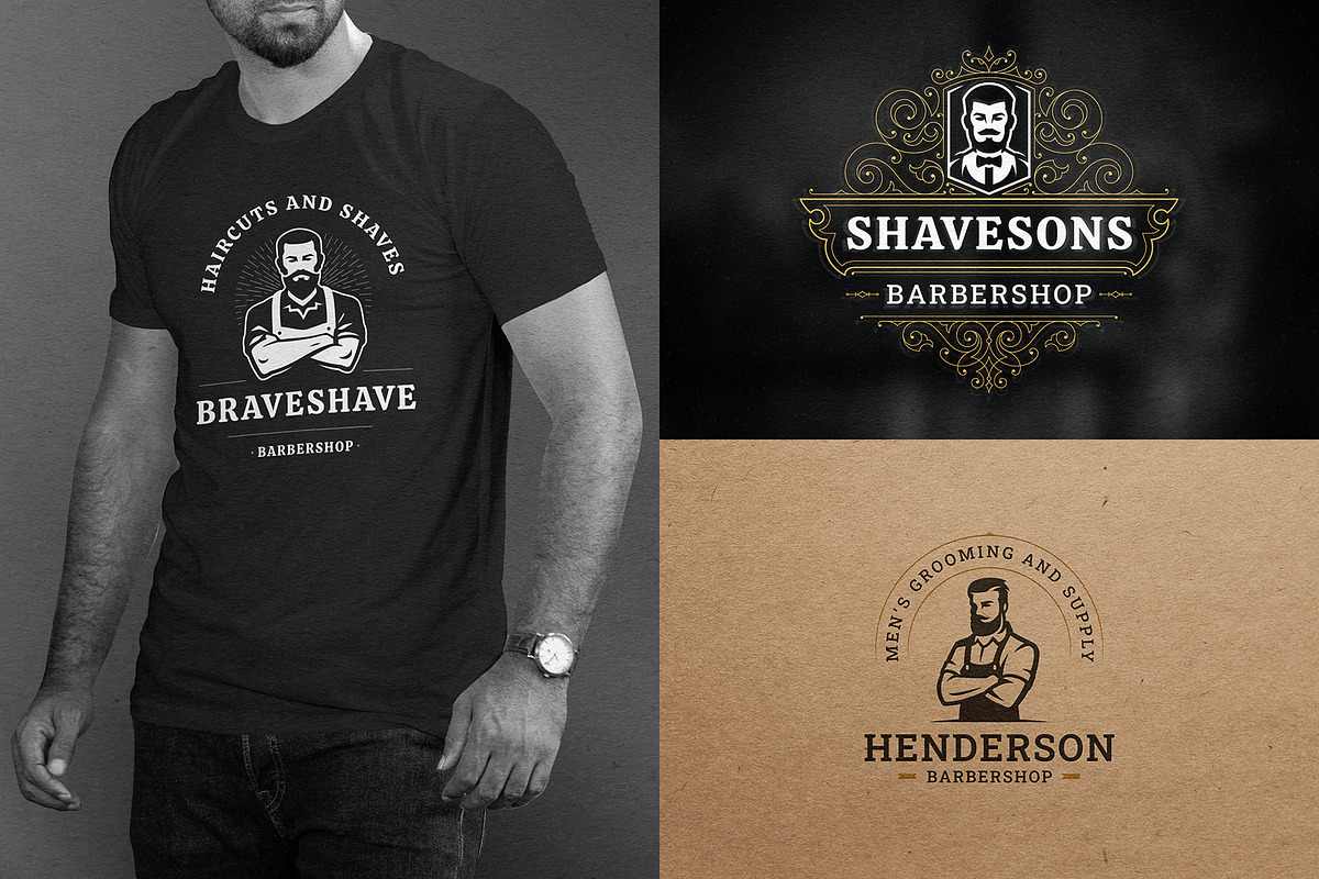 27 Barbershop Logotypes, a Branding & Logo Template by Vasya Kobelev (Photo 6 of 10)