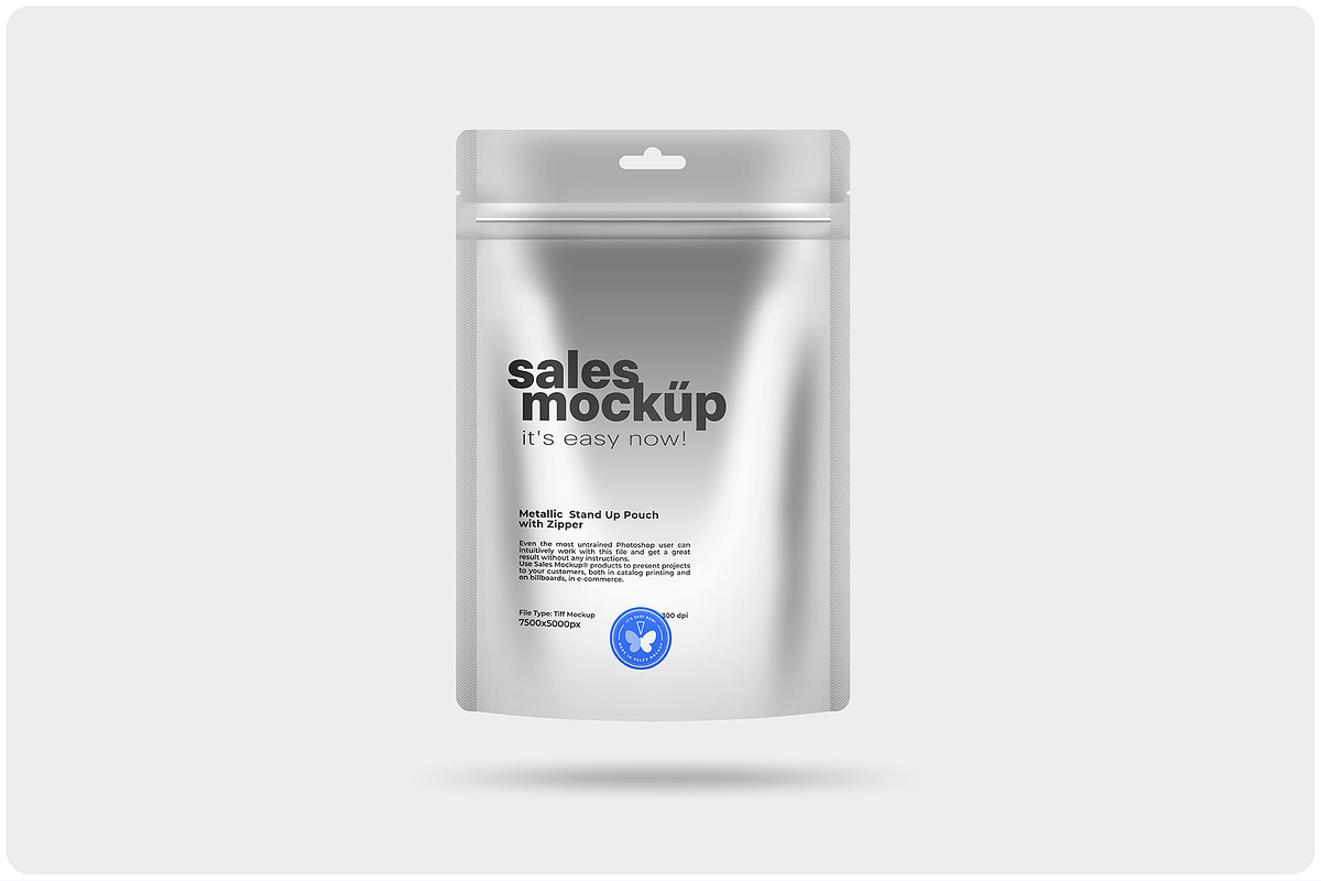 Metallic Stand-up Pouch Mockup, a Packaging Mockup by Reformer Mockup