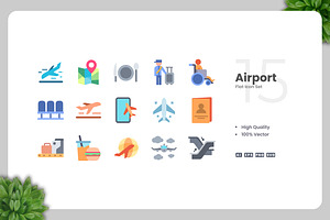 Airport Flat Icons, an Icon by Upnowgraphic