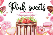Watercolor pink sweets, a Food Illustration by Blowballmay (Thumbnail 1 of 4)