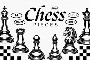 Chess Pieces Vector Pack, an Object Illustration by Tekuni