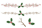 Christmas Holly Vectors & Papers, an Illustration by Amanda Ilkov (Thumbnail 4 of 5)