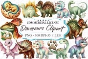Dinosaurs Watercolor Clipart, an Illustration by designcity5 (Thumbnail 1 of 5)