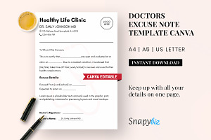 Doctor Excuse Note Canva Template, a Stationery Template by Snapybiz