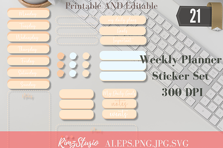 Daily weekly Planner Stickers Vector