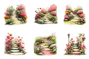 Spring Flowers Pathway Clipart, an Illustration by CreationArt (Thumbnail 2 of 7)
