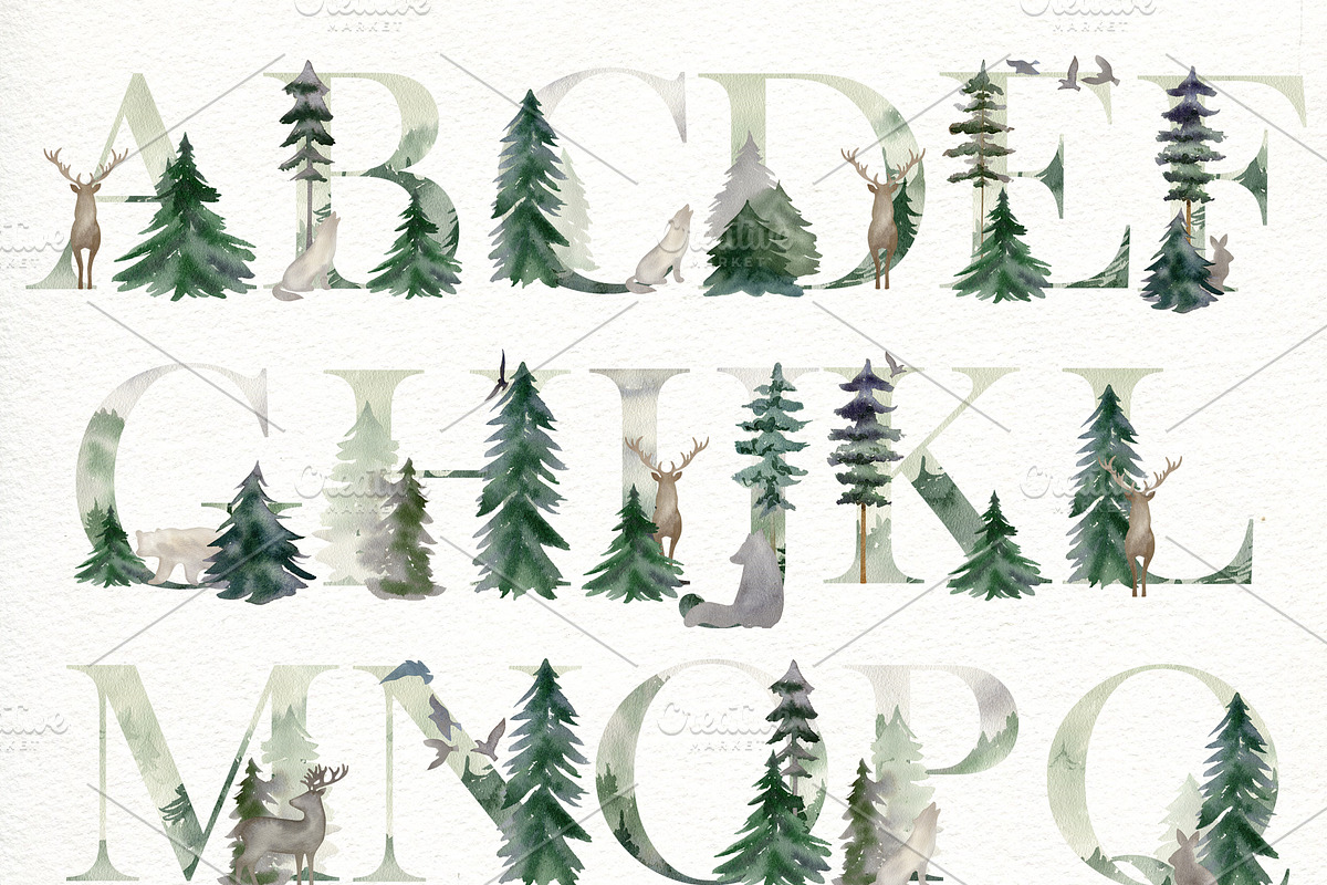 Watercolor forest., an Animal Illustration by TaPilipa (Photo 7 of 10)