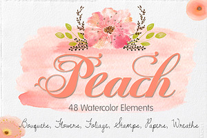 Peach- Watercolor Invitation Set