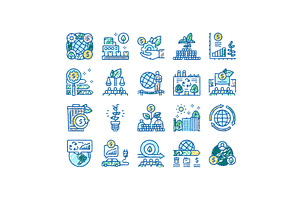 Green Economy Industry set Icons, an Object Illustration by pikepicture