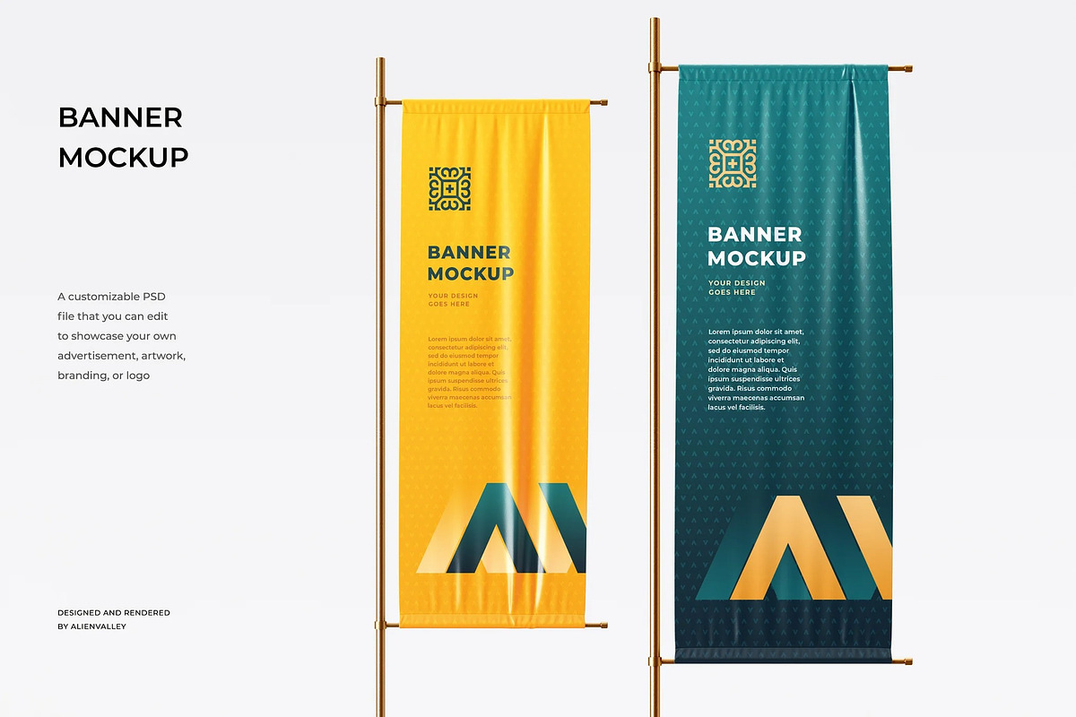 Vertical Banner Mockup, an Advertising Mockup by zpackcreative (Photo 1 of 5)