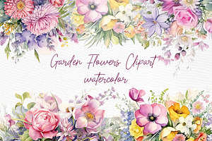 Watercolor Garden Flowers clipart