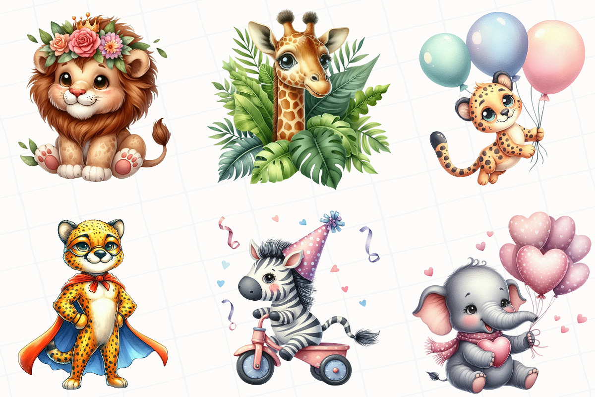 Watercolor Safari Animal Clipart, an Illustration by OK Design (Photo 4 of 5)