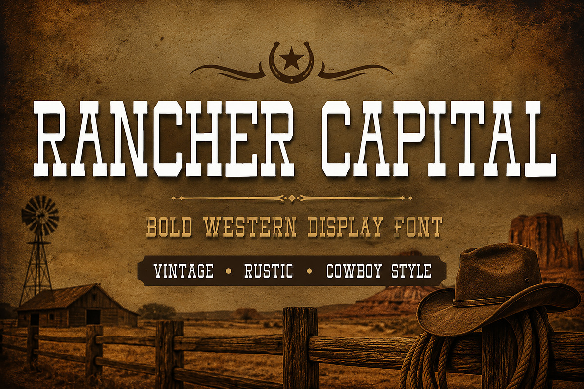 Rancher Capital, a Slab Serif Font by Wow Magic (Photo 1 of 5)