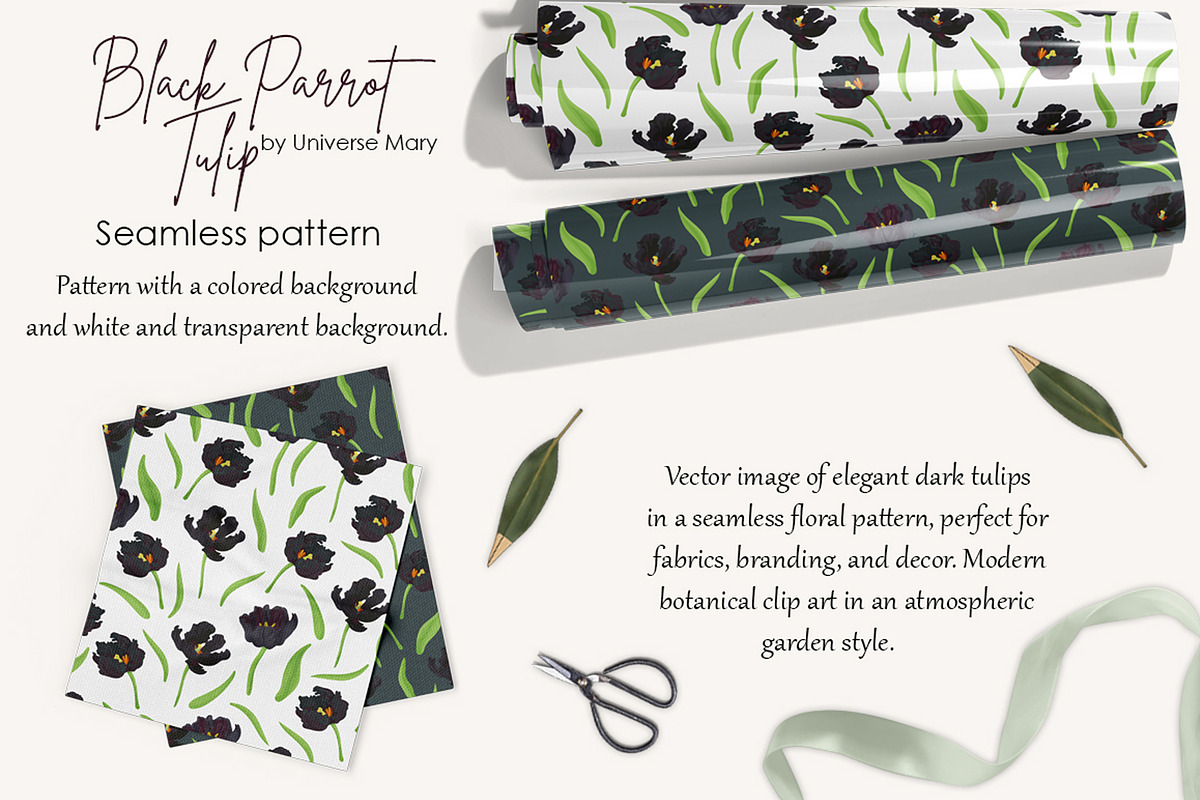 Black Parrot Tulip flower Vector, a Seasonal Illustration by Universe Mary (Photo 2 of 7)