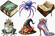 Watercolor Toile Witch Clipart, an Illustration by Canvas Craft (Thumbnail 3 of 8)