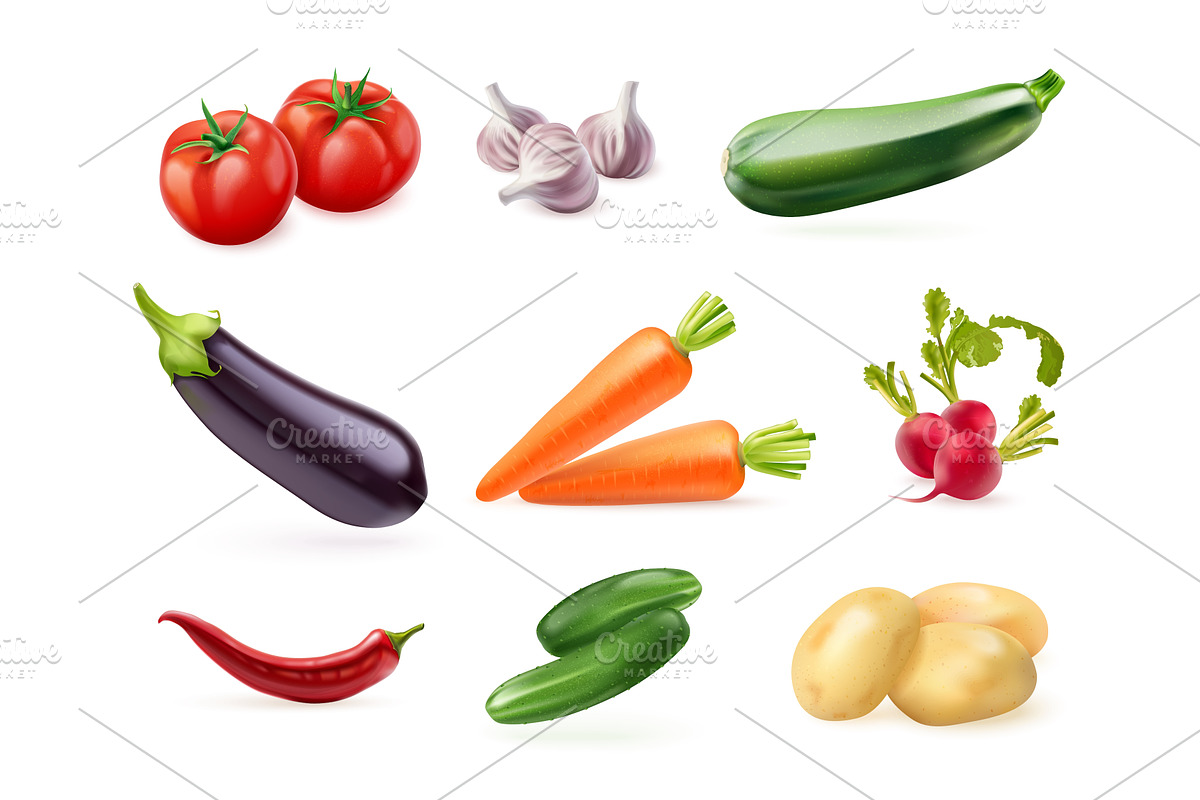 Realistic vegetables. 3d isolated, an Illustration by Stock-Smart-Start