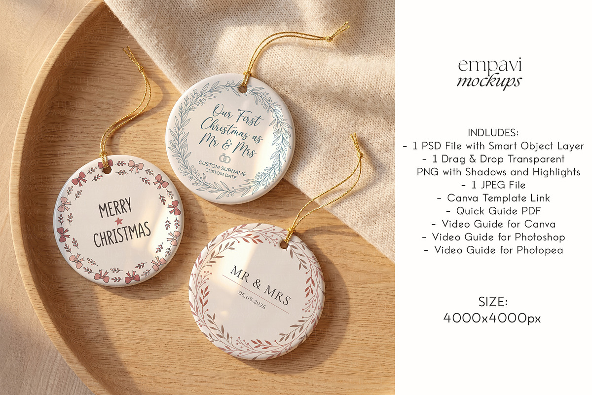 Ornament Mockup Set of 3, a Household Mockup by EmpaviMockups (Photo 5 of 5)