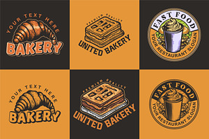 Bakery vintage hand drawn logo set, a Branding & Logo Template by Billah Hub