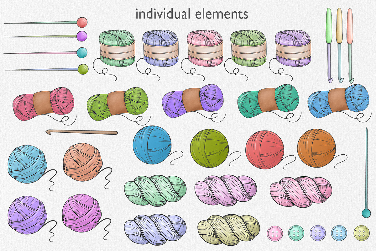 Knitting Clipart Collection, an Illustration by CaraulanStore (Photo 2 of 5)