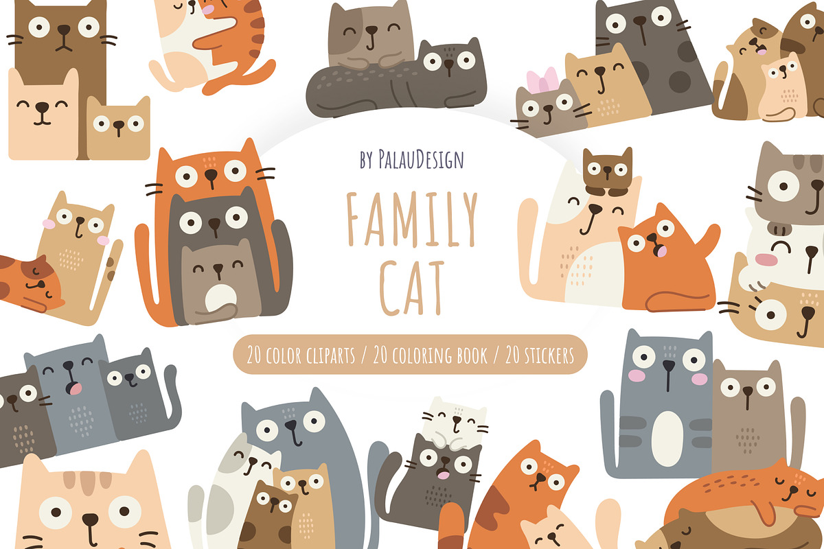 Family Cat Clipart, an Animal Illustration by Palau (Photo 1 of 10)