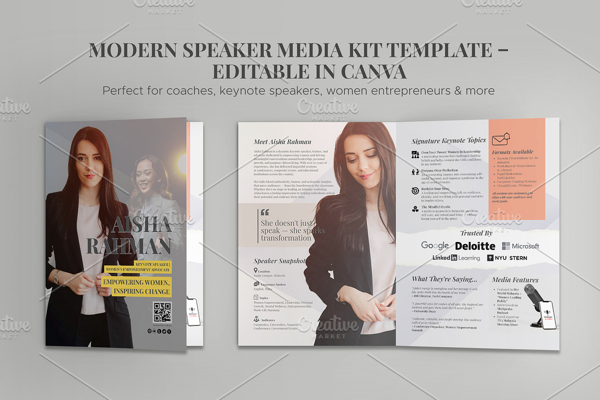 Modern Speaker Media Kit Template, a Brochure Template by Oshin Design (Photo 1 of 7)