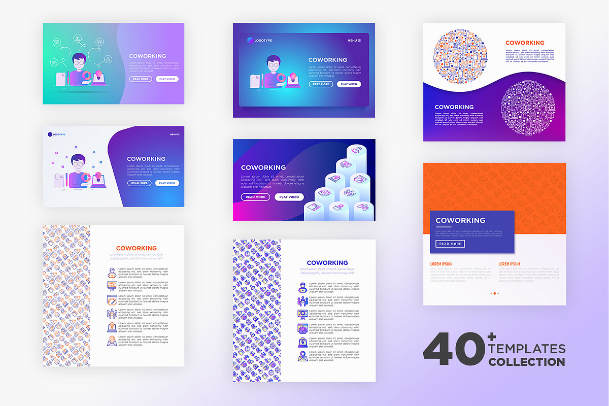 40 Coworking Templates / 16 Icons, a Flyer Template by Alex Blogoodf (Photo 3 of 13)