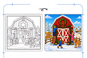 Christmas on the Farm Coloring Pages, a Seasonal Illustration by Design Station (Thumbnail 5 of 8)